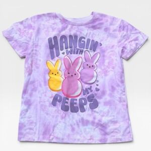 Peeps Kids Purple Tie Dye Graphic T-Shirt Hangin With My Peeps Easter Size 7/8